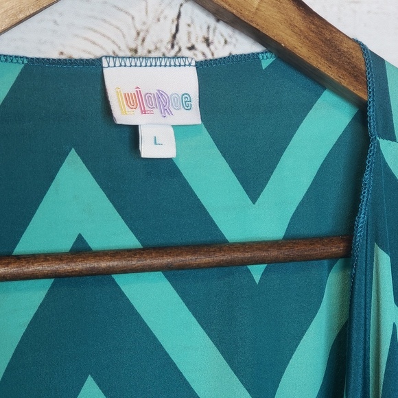 Lularoe Lindsay Kimono Turqoise Chevron Large - Picture 6 of 7